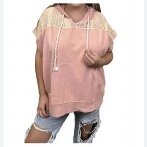 Oli & Hali Women's Pink and Cream Hooded Top